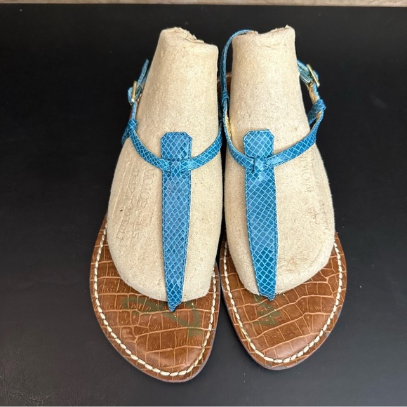 Sam Edelman BlueThong Sandals Flats 8 Gigi T-Strap Turquoise Sling Back Summer - Picture 9 of 9